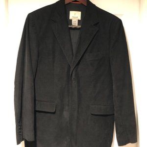Men's Faconnable Black Micro Cord Cotton 2-Button Blazer - Medium